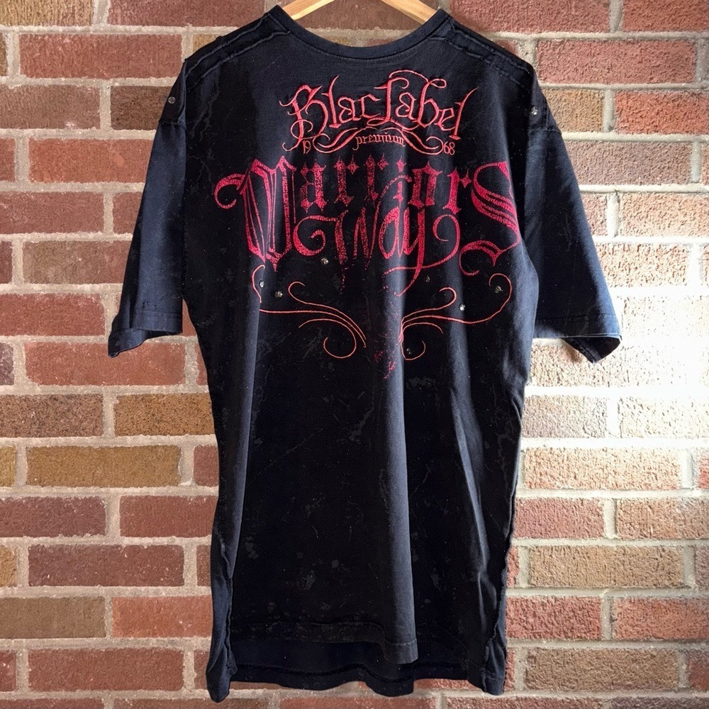 Size 3XL - VTG Y2K Blac Label Embroidered Short Sleeve Studded Crewneck T-Shirt